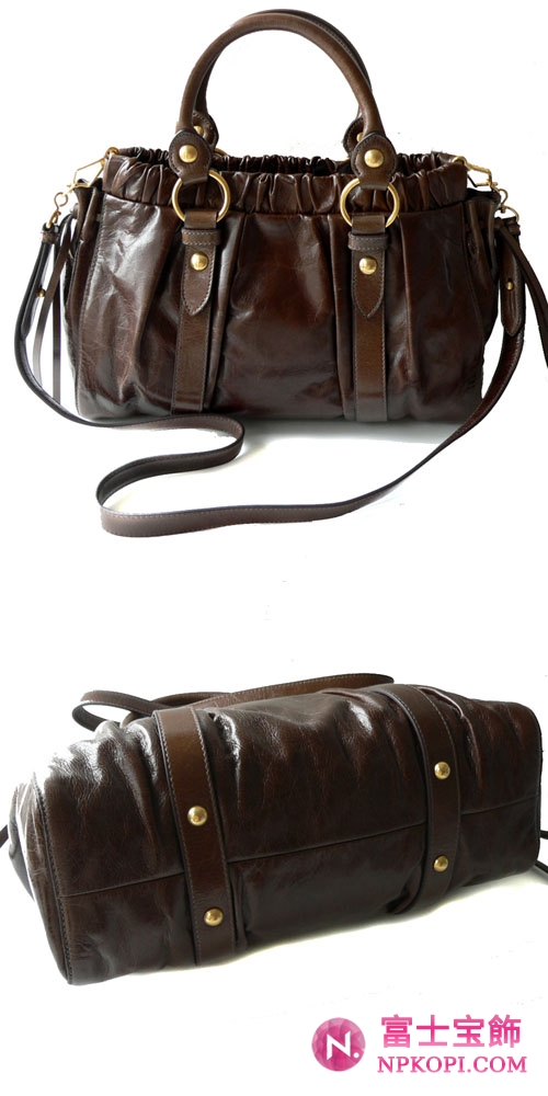 ミュウミュウ MIUMIU ショルダーストラップ付き2WAYハンドバッグ ナナメガケショルダー ブラウン(NOCCIOLA) RT0383 VIT.LUX